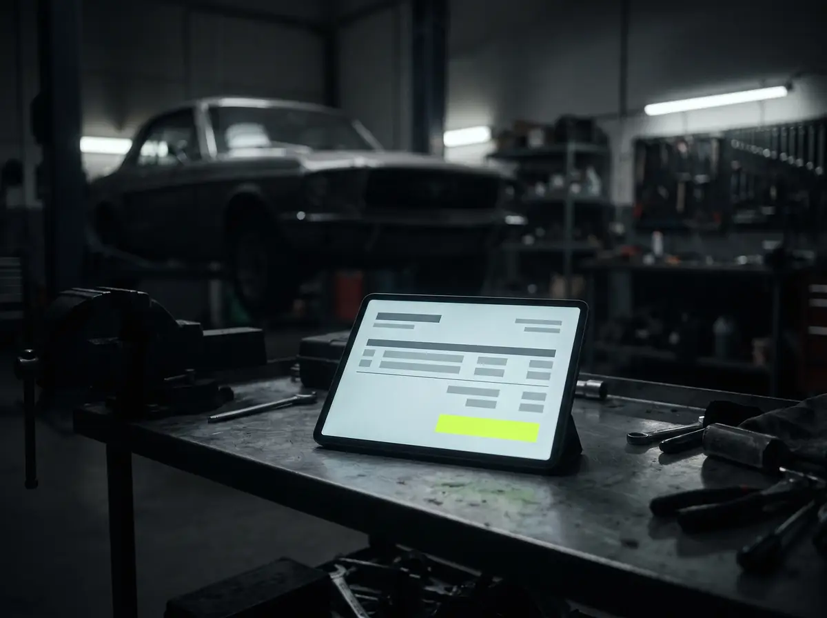 Illustrative render: Car-service billing app